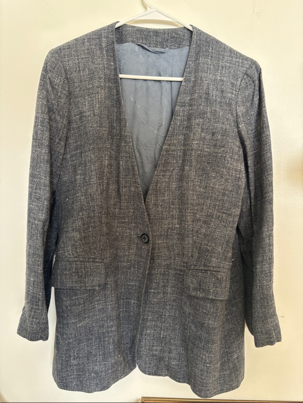 MaxMara Men's-Style Heathered Gray Single-Button Blazer
